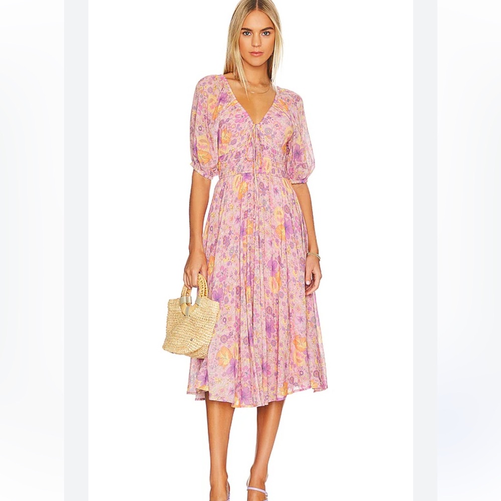 Spell Hibiscus Lane midi dress in the Musk color like new worn once dry cleaned